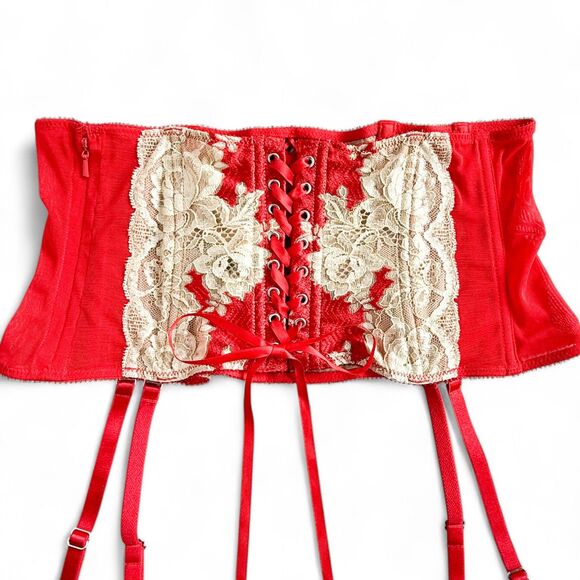 NEW Victoria's Secret Women's M/L Very Sexy Red Waist Cincher Corset Garter Lace - Picture 5 of 12